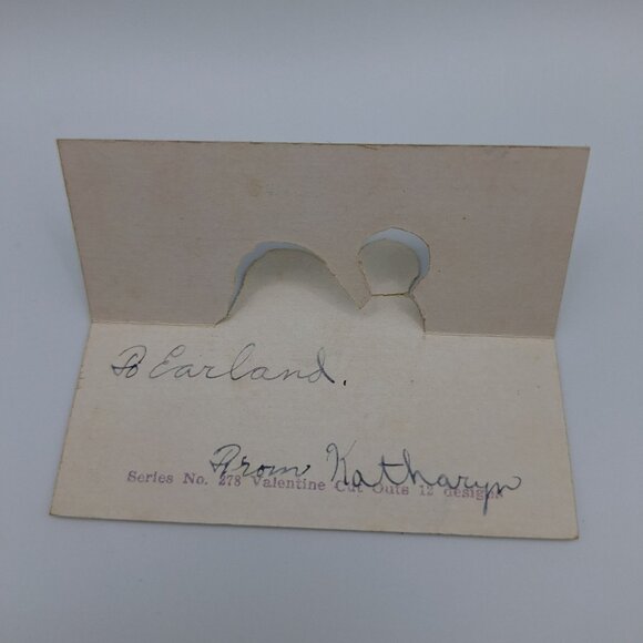 Vintage Valentine Cutout Card Wedding Scene Small Paper Tiny Ephemera Journal - Picture 4 of 5